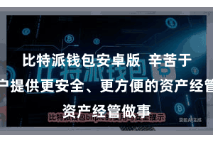比特派钱包安卓版  辛苦于为用户提供更安全、更方便的资产经管做事